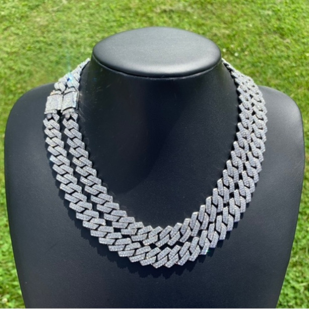 14k White Gold Plated Cuban Link Chain 14mm 18” 20” 22” Premium Choker Necklace